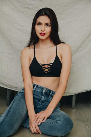 Seamless Lace Up Racerback Bralette