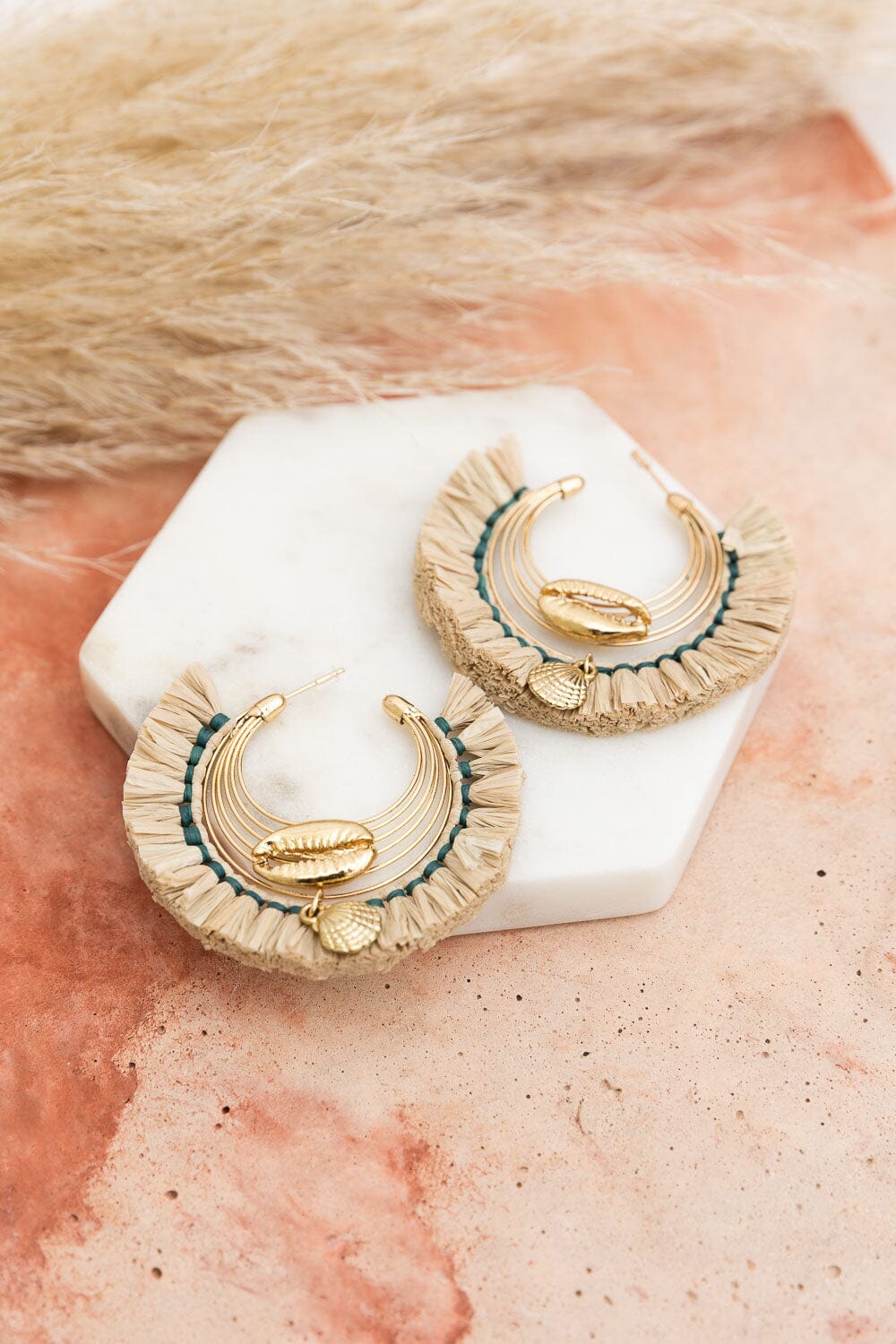 Seashell Raffia Earrings Jewelry Leto Collection 