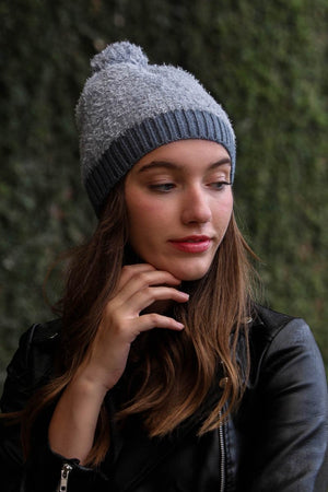 Soft Furry Pom Knit Beanie Hats & Hair Periwinkle