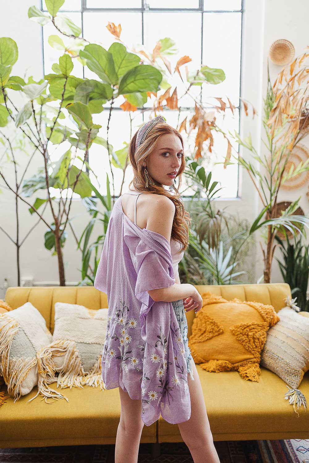 Summer Daisy Kimono Lavender