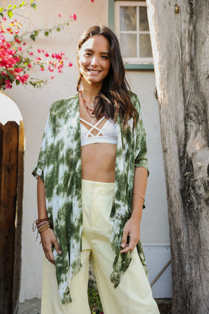 Summer Tie-Dye Kimono Kimono Leto Collection Olive 