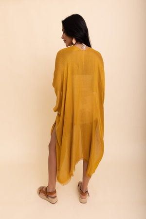 Sun-kissed Breeze Frayed Trim Kimono Ponchos Leto Collection 