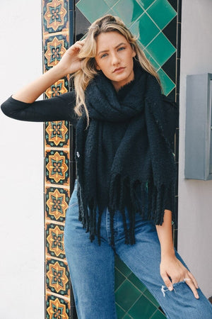 Tassel Trim Blanket Scarf Scarves Leto Collection 