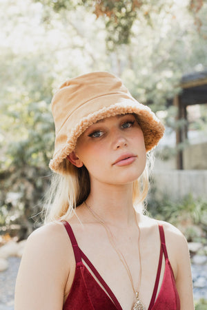 Teddy Suede Combo Reversible Bucket Hat Hats & Hair Tan