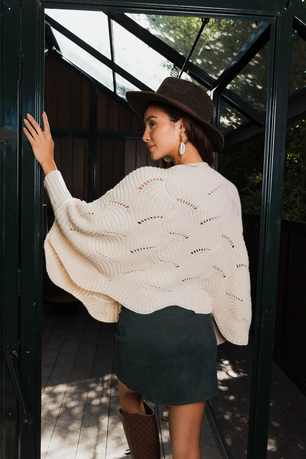 Texture Trend Sleeve-Knit Poncho Ponchos One Size / Ivory