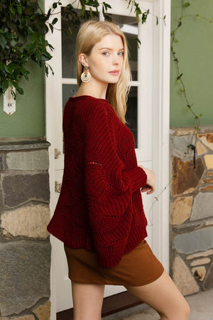 Texture Trend Sleeve-Knit Poncho Ponchos Leto Collection 