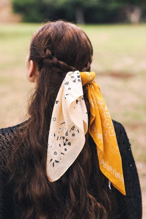 Two-Tone Western Bandana Hats & Hair Leto Collection Mustard/Yellow 