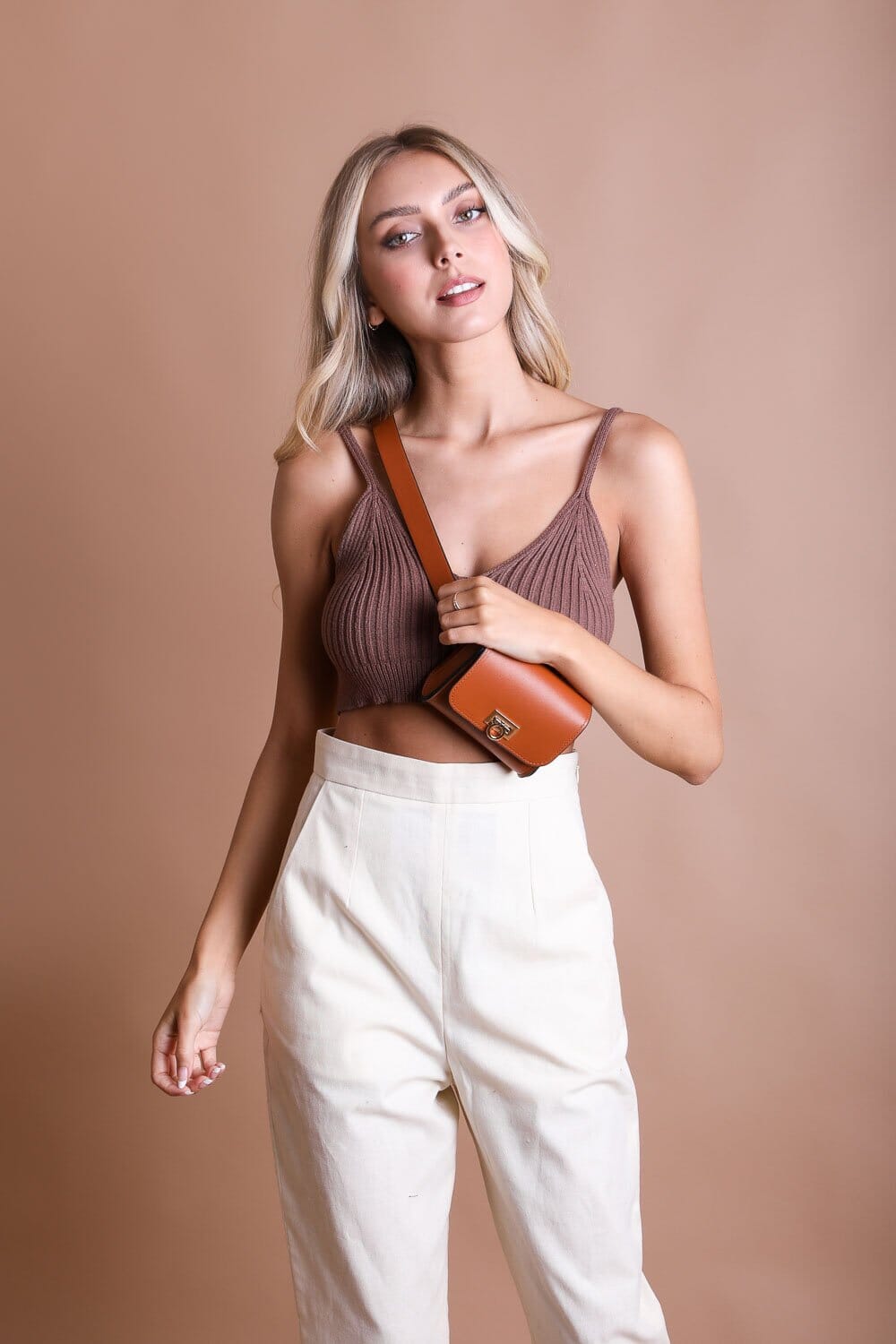 Versatile Vegan Leather Belt Bag Belts Leto Collection Cognac 