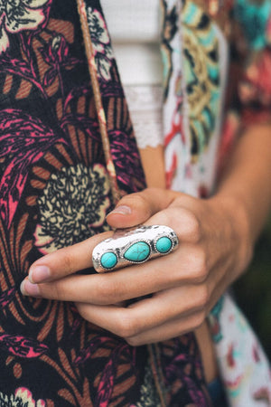 Waterfall Droplet Turquoise Stone Ring Jewelry Leto Collection 