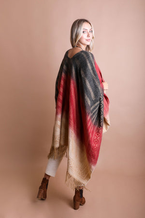 Western Style Colorblend Tassel Serape Ponchos