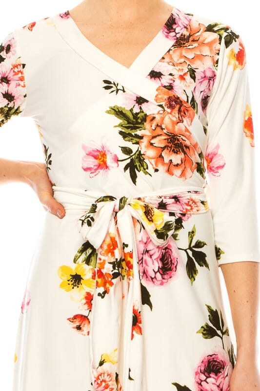 Floral print faux outlet wrap dress