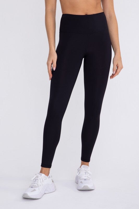 Mono B Tapered Band Essential Solid High-Waisted Leggings