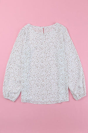 Leopard Crew Neck Long Sleeve Blouse SHEWIN INC. 