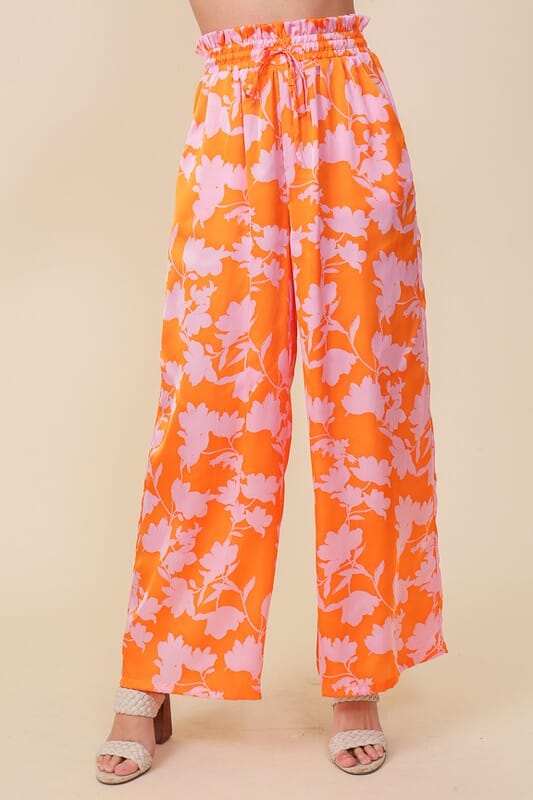 Sage Green Tropical Palm Print Trousers - Women from Yumi UK